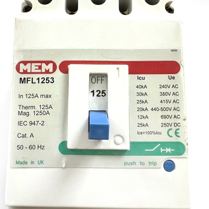 MEM MFL1253 Bill TLF1253 125A 125 Amp 3 Pole Phase MCCB MCB Circuit Breaker